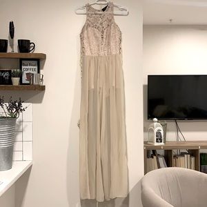 AKIRA beige lace maxi romper